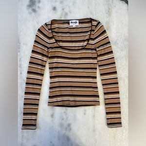 Rouje brown striped scoop neck top 36